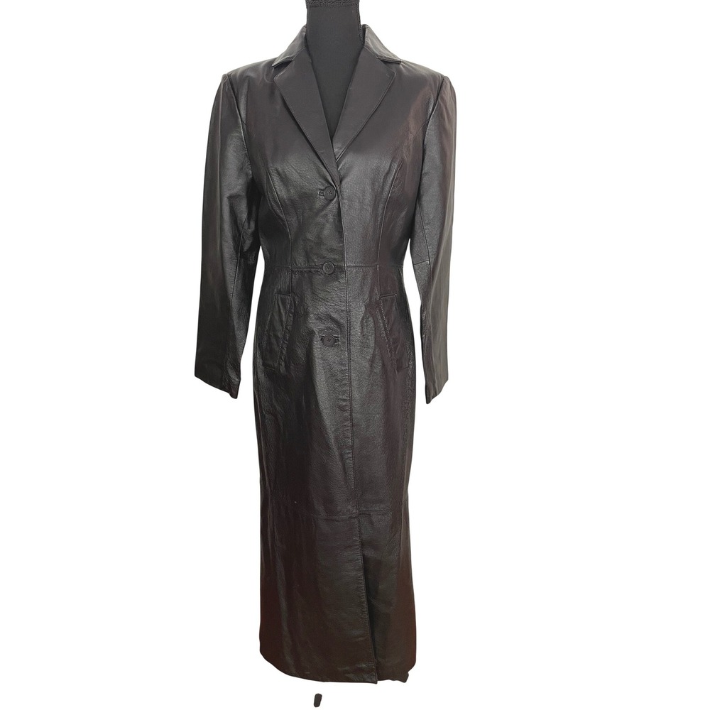 George Leather Trench Coat Women S Black Genuine Long Duster Vintage Goth Matrix